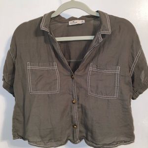 Hollister Button Up Crop Top
